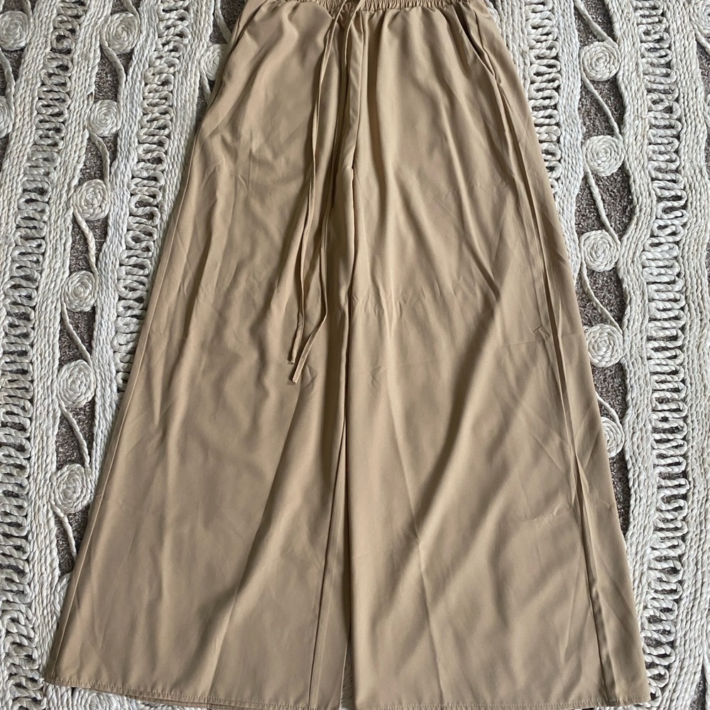 Tan Wide-Leg Pants